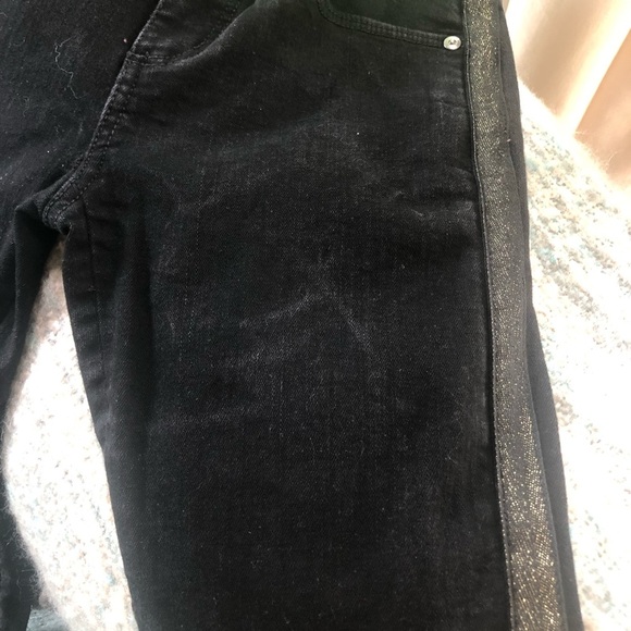 LOFT Skinny Black Jeans Gold Shimmer Stripe - Picture 9 of 9